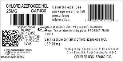 Label (0555 0159 04 Chlordiazepox 25mg 67046 910 30)